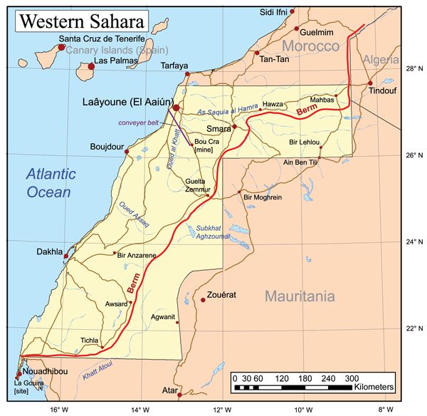 Peta Maroko dan Sahara Barat