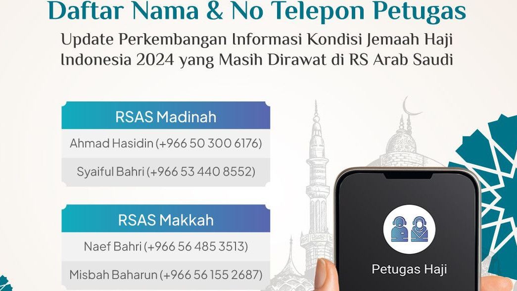 45 Jemaah Haji Indonesia Dirawat di RS Arab Saudi, Keluarga Bisa Hubungi Nomor Ini