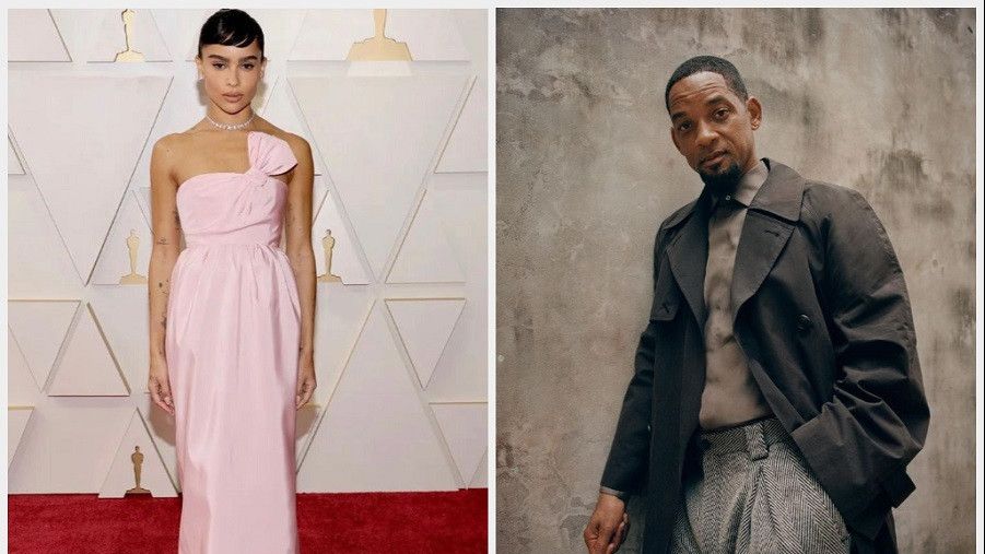 Pose Pakai Gaun Putih, Cara Elegan Zoe Kravitz Kritik Aksi ‘Main Tangan’ Will Smith di Oscar 2022