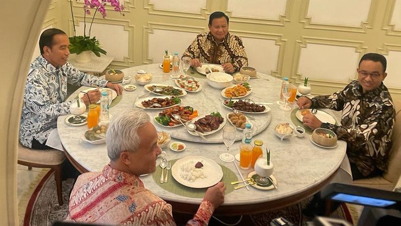 Cerianya Anies, Prabowo, dan Ganjar Depan Suguhan Jokowi di Istana Negara