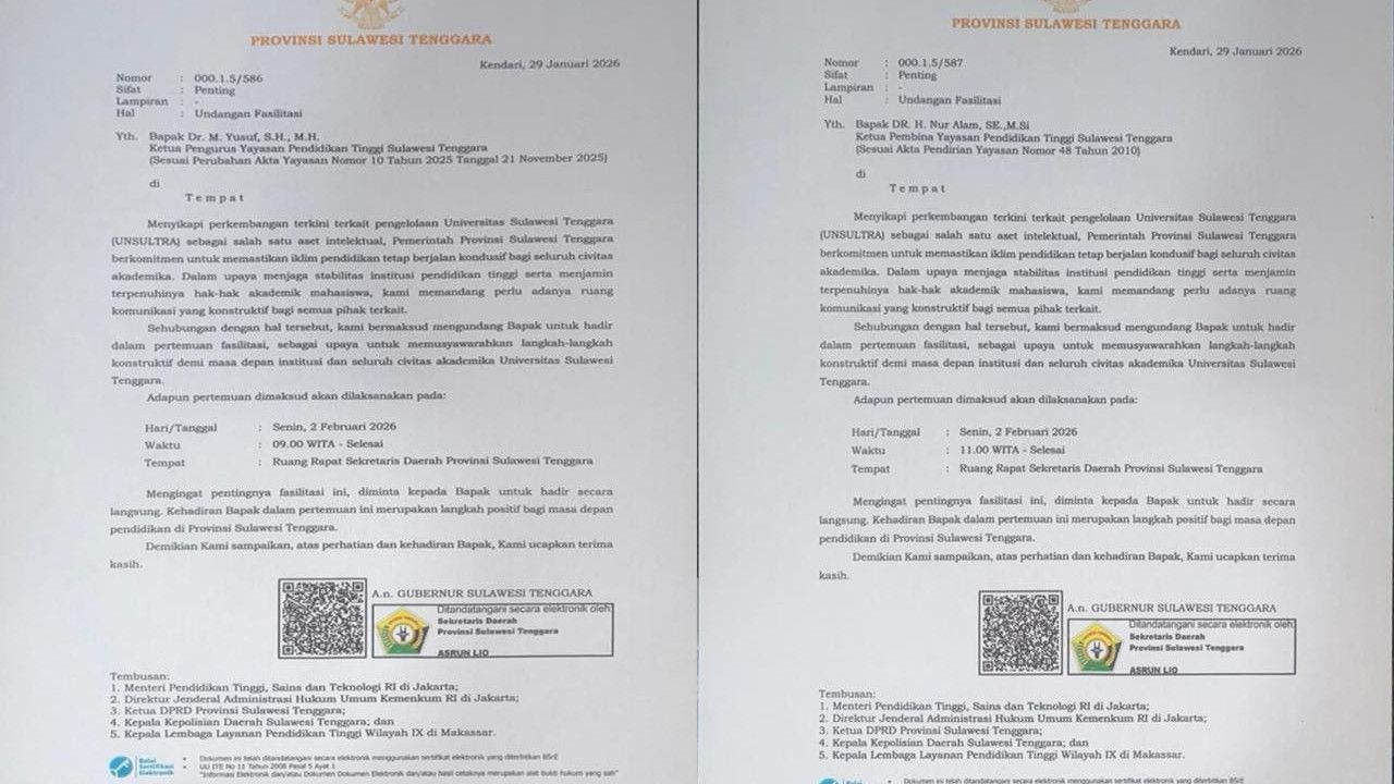 Polemik Kepemilikan Yayasan Unsultra Memanas, Pemprov Sultra Turun Tangan Mediasi