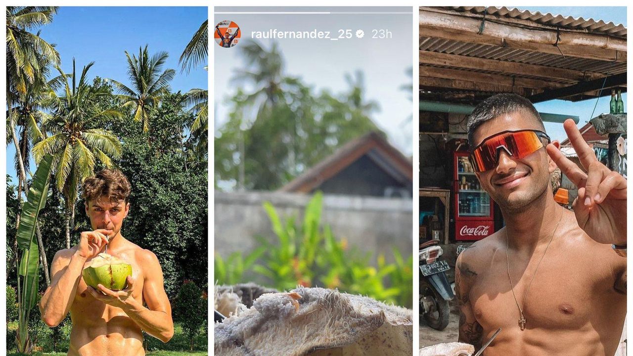 Pembalap MotoGP menikmati kelapa muda (instagram/fabiodiggia49)