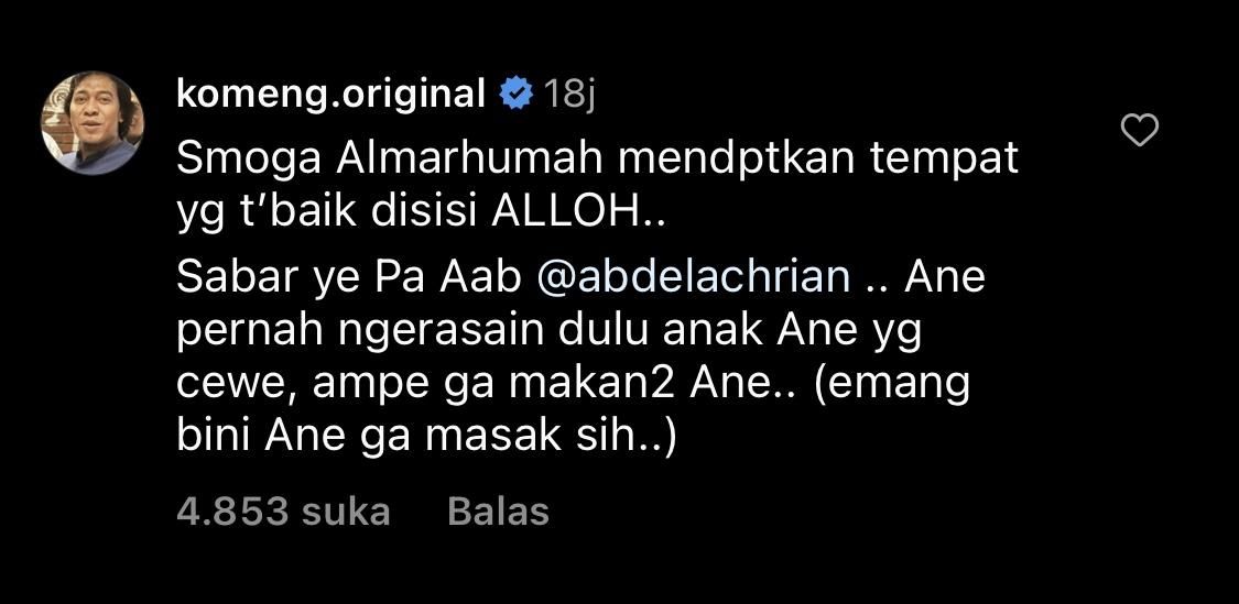 Komentar Komeng (Foto: Instagram/@abdelachrian)