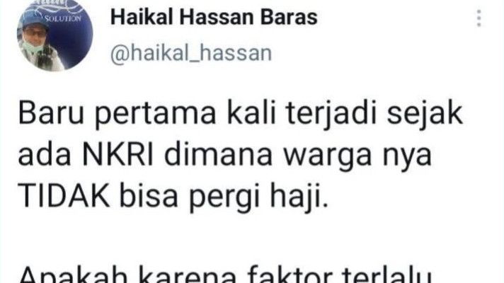 Isi Tweet Haikal Hassan yang Dihapus Soal Batal Haji, Singgung Kezaliman kepada Rizieq Shihab hingga Kaitkan dengan RRC
