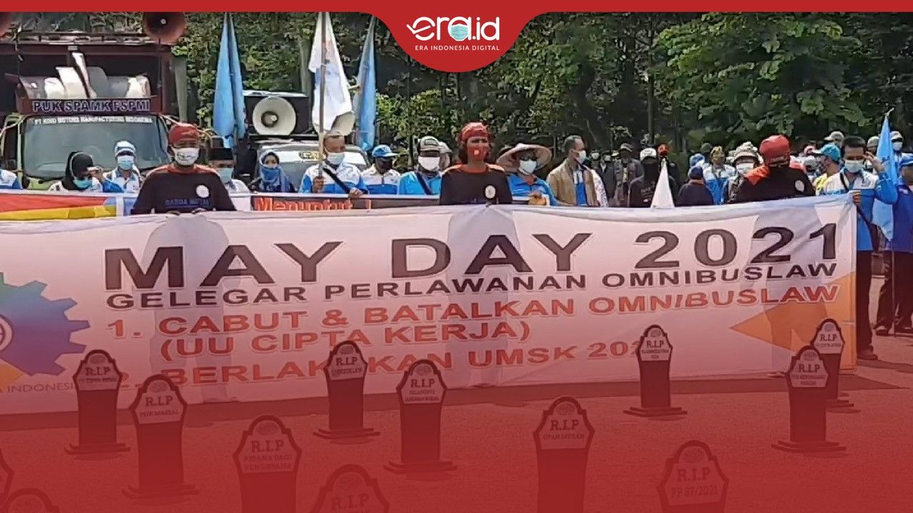 Aksi Hari Buruh, Tuntut Pemerintah Mencabut UU Omnibuslaw
