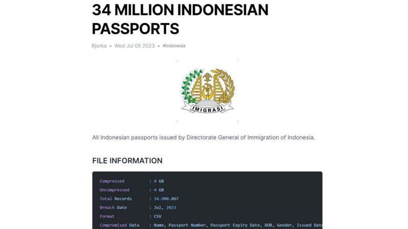 Kemenkominfo Bakal Klarifikasi Soal Dugaan Kebocoran Data Paspor 34 Juta Warga Indonesia