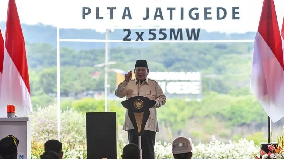 Prabowo Resmikan PLTA Jatigede, Akui Itu Proyek Pemerintahan Jokowi