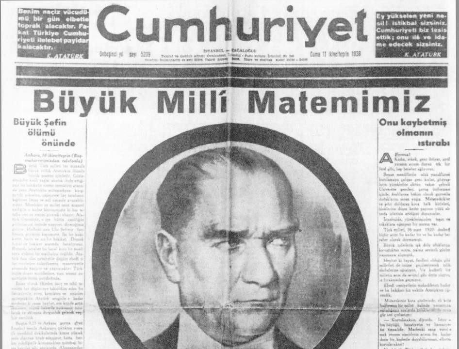 Media mengabarkan kematian Ataturk, 1938