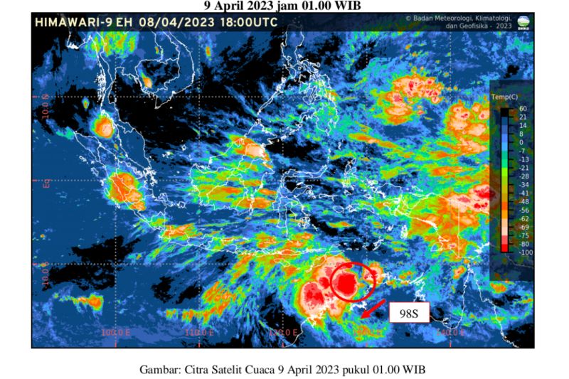 Bibit Siklon 98S Berpotensi Tumbuh Jadi Siklon Tropis, Pengaruhi Potensi Hujan Lebat hingga Gelombang Tinggi di Indonesia