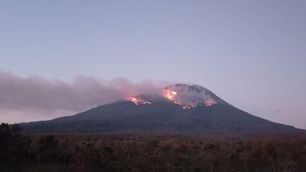 Ngerinya Penampakan Lereng Gunung Ile Lewotolok Terbakar akibat Muntahan Lava Pijar