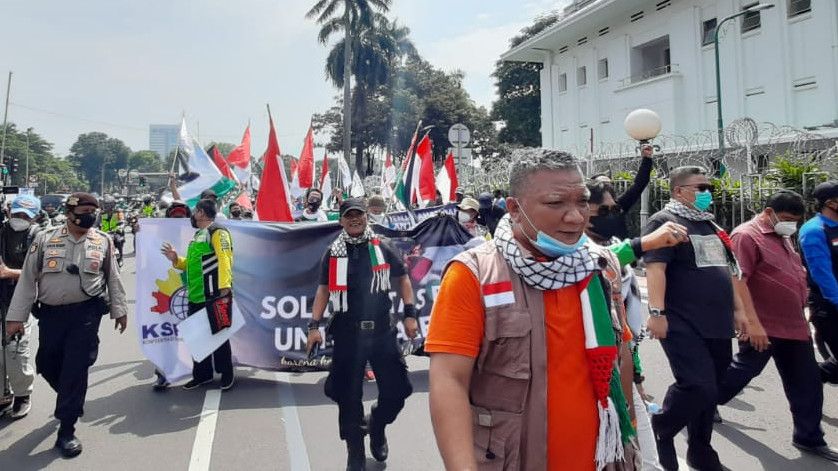 Aksi Bela Palestina di Jakarta, Polisi Jaga Ketat Kawasan Kedubes AS