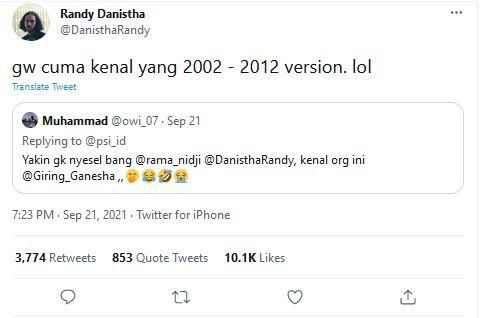 Randy Nidji tentang Giring Ganesha (Twitter/DanisthaRandy)