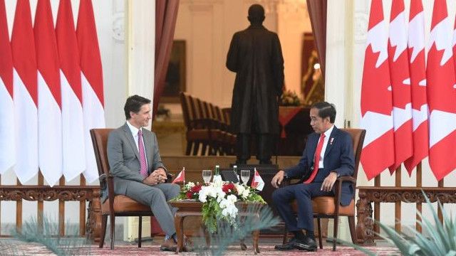 Jokowi Terima PM Kanada di Istana Kepresidenan Jakarta