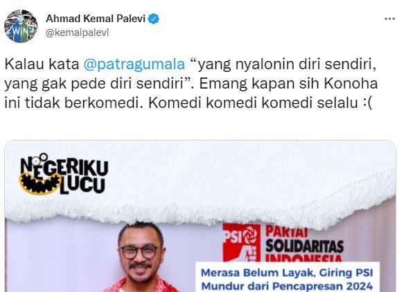 Cuitan Kemal Palevi (Foto: Twitter/@kemalpalevi)