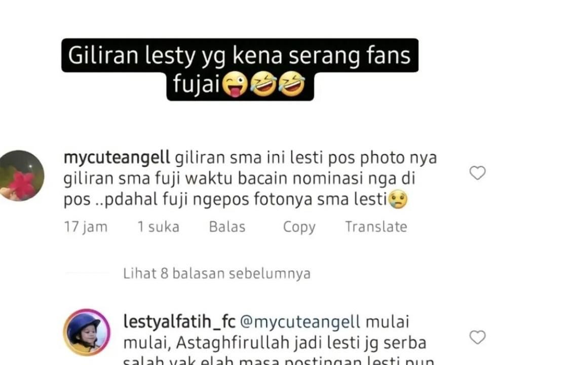 Fans Fuji serang Lesti (Foto: Instagram/@lambe__danu)