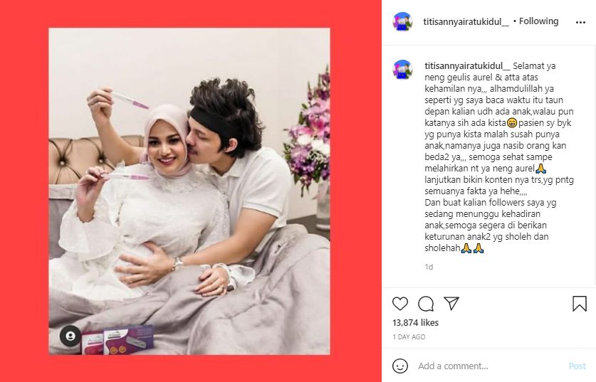 Terawang kehamilan Aurel (Foto: Instagram/@titisannyairatukidul_)